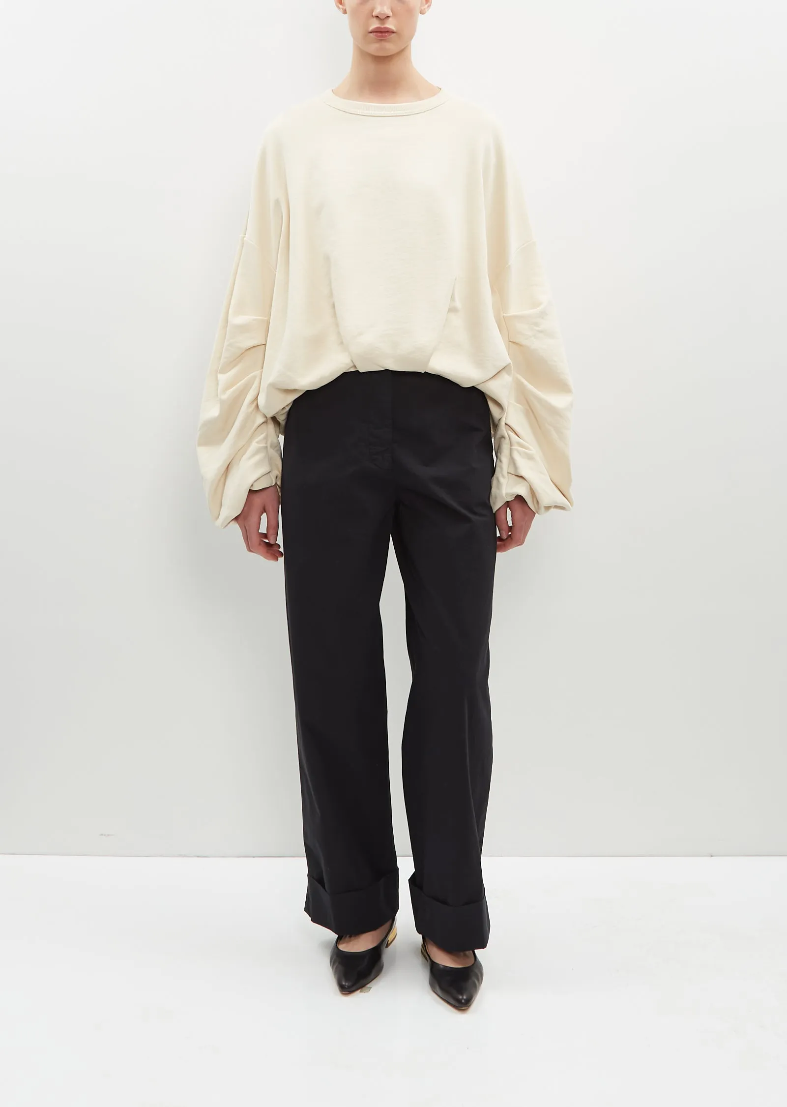 Hannett Draped Cotton Sweatshirt — Ivory sold by La Garconne product image thumbnail 4