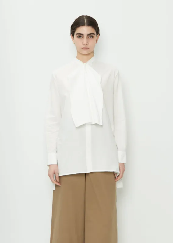 Frill Collar Cotton Shirt — White sold by La Garconne