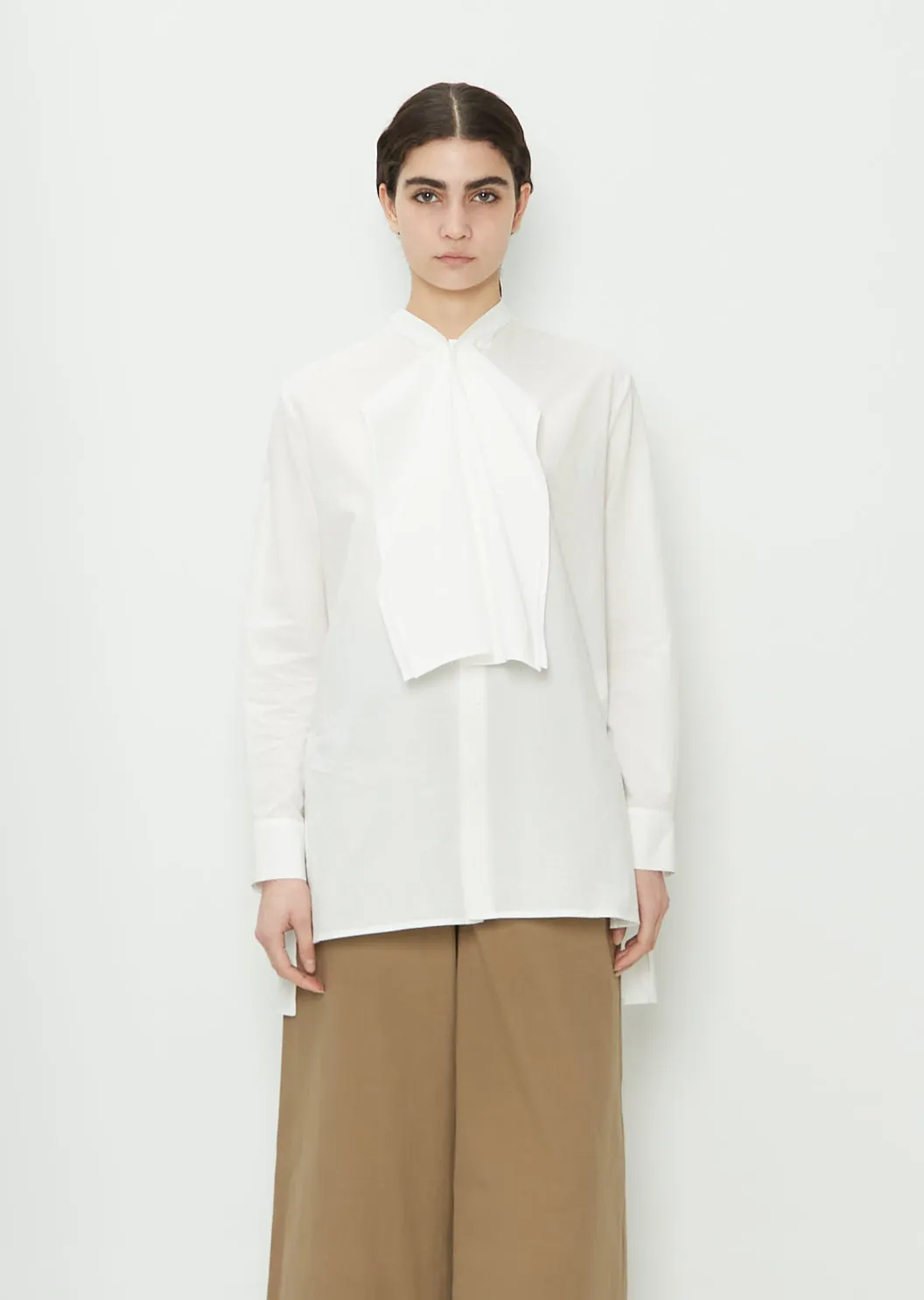 Frill Collar Cotton Shirt — White sold by La Garconne
