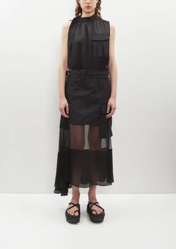 Cotton and Organdy Asymmetric Dress made by Sacai