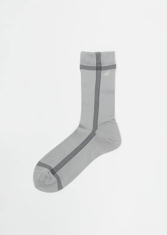 Side Line Silk Socks — Light Grey sold by La Garconne