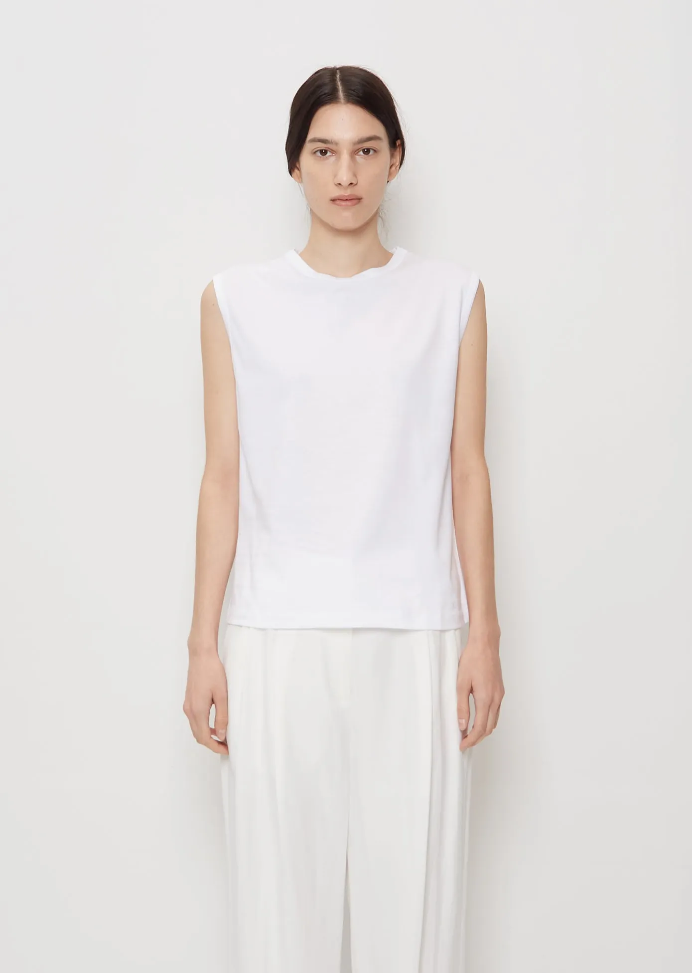 Brani Sleeveless T-Shirt — White sold by La Garconne