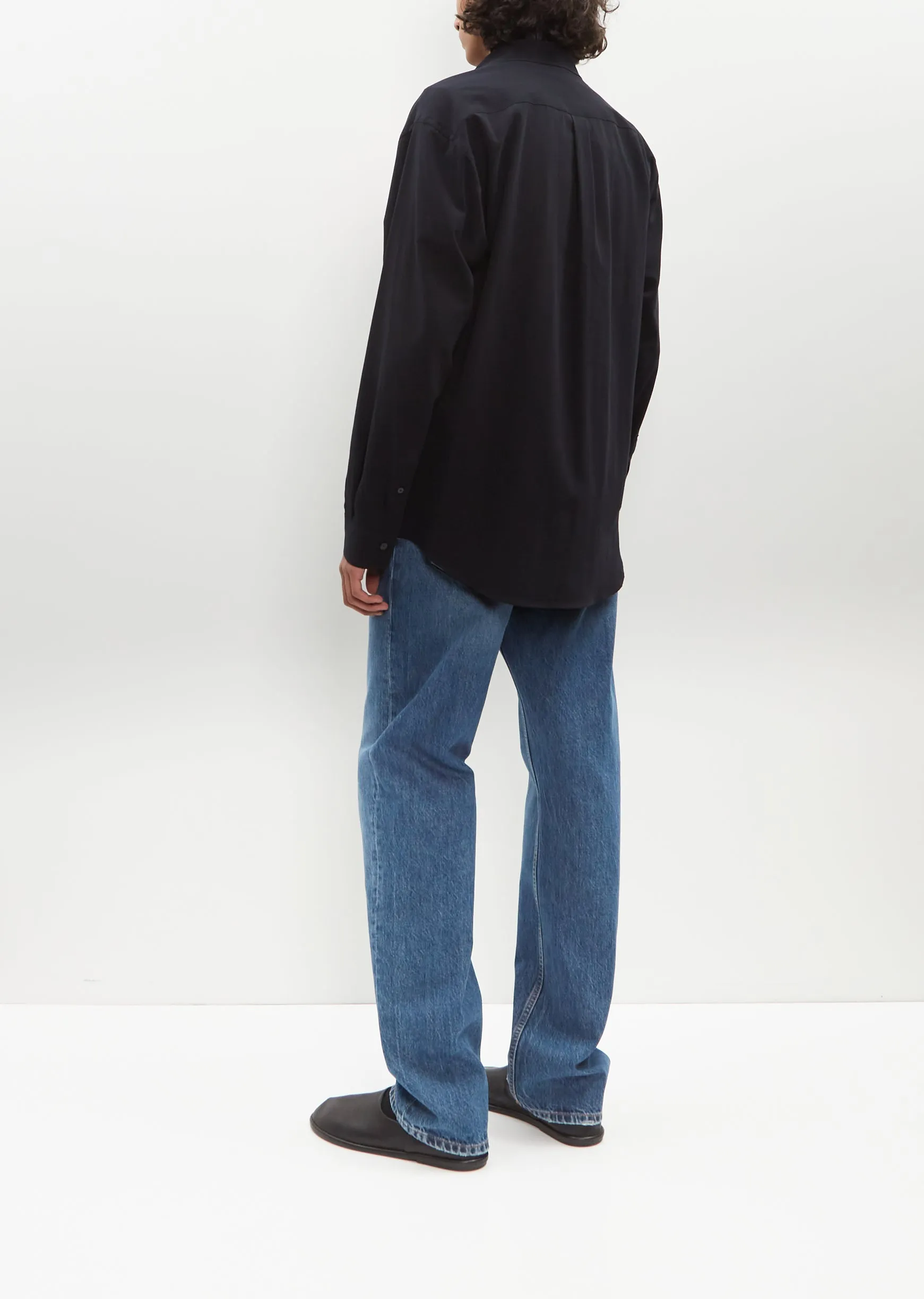 Hard Twist Cotton Silk Viyella Shirt — Dark Navy sold by La Garconne product image thumbnail 3