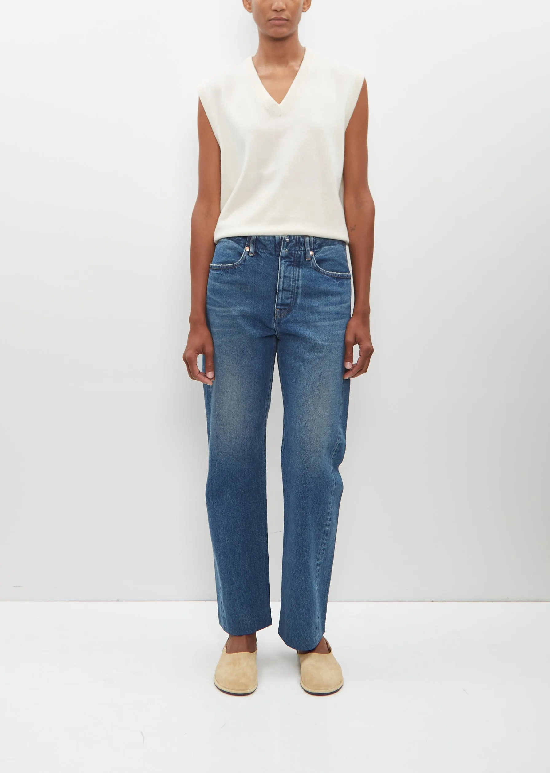 New Straight Jean Trousers — Vintage Blue sold by La Garconne