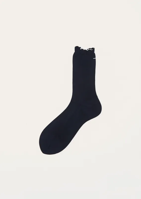Organic Plain Knitted Socks — Navy sold by La Garconne