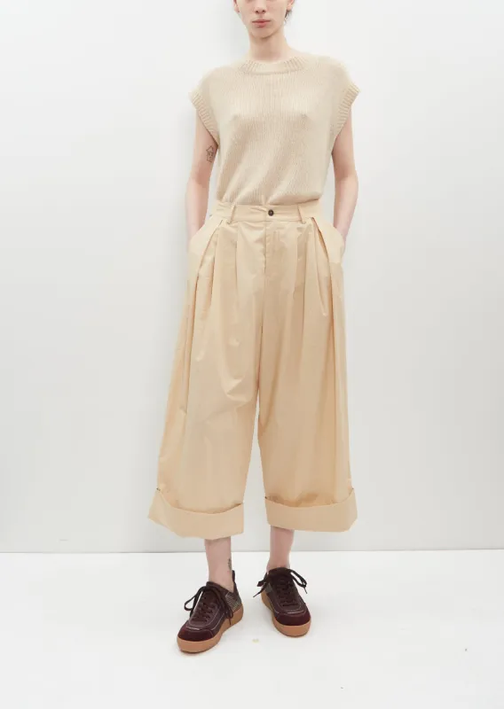 Crinkle Poplin Cropped Pants sold by La Garconne