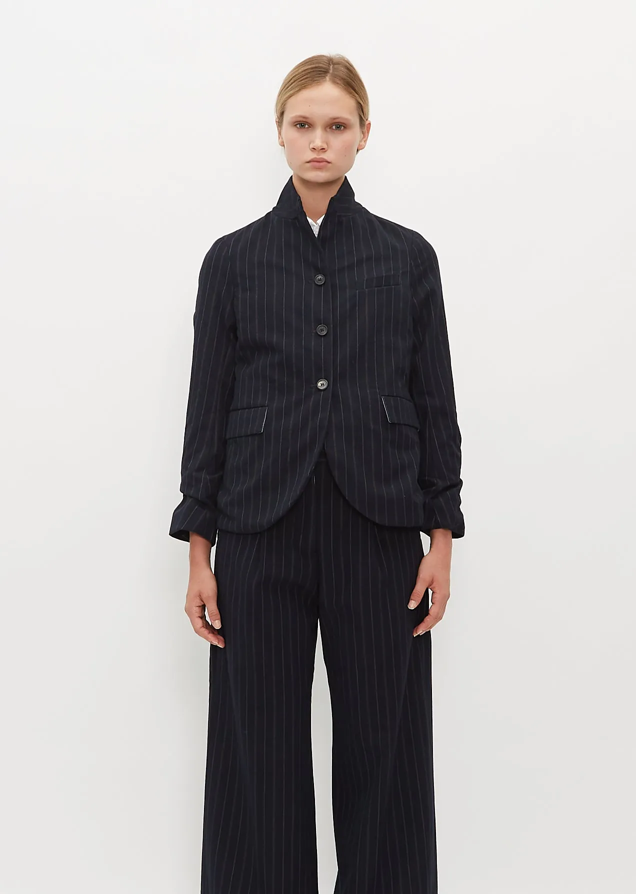 Tyrol Wool Jacket — Navy Stripe sold by La Garconne