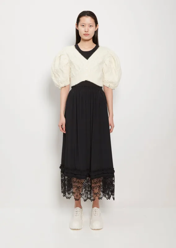 Lace Trim Maxi Skirt sold by La Garconne