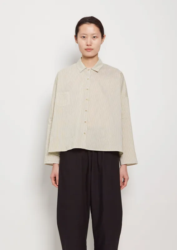 Mini Collar Cotton Silk Boxy Shirt sold by La Garconne