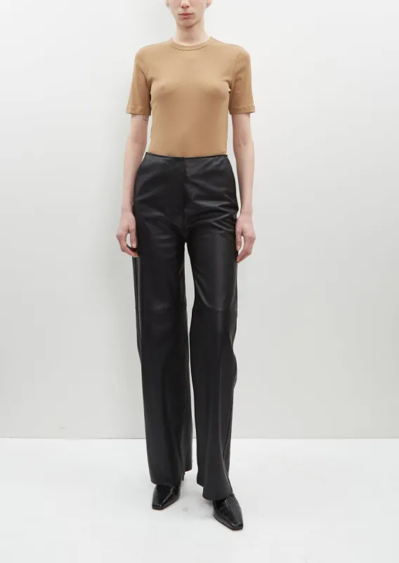 Paneled Leather Trousers sold by La Garconne
