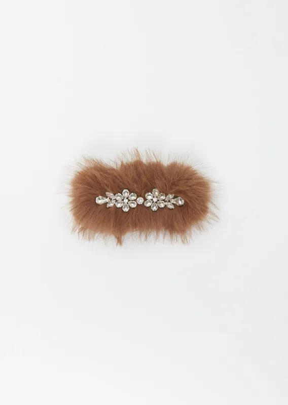 Faux Fur & Crystal Hairslide sold by La Garconne