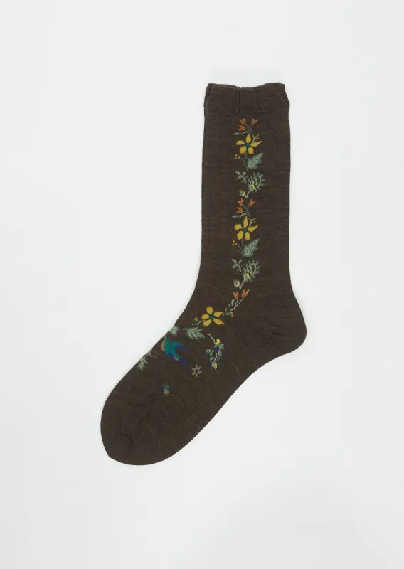 Peace Bird Socks — Brown sold by La Garconne