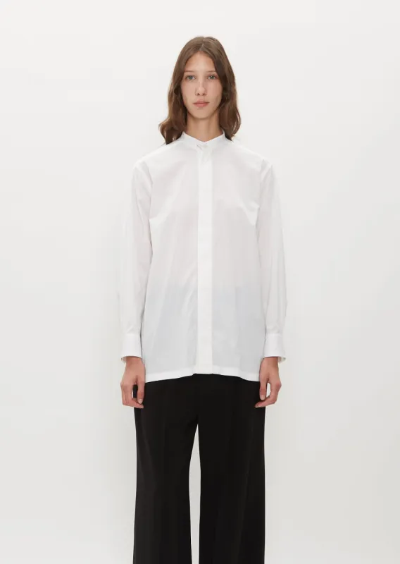 Crest Band Collar Shirt — White made by Issey Miyake