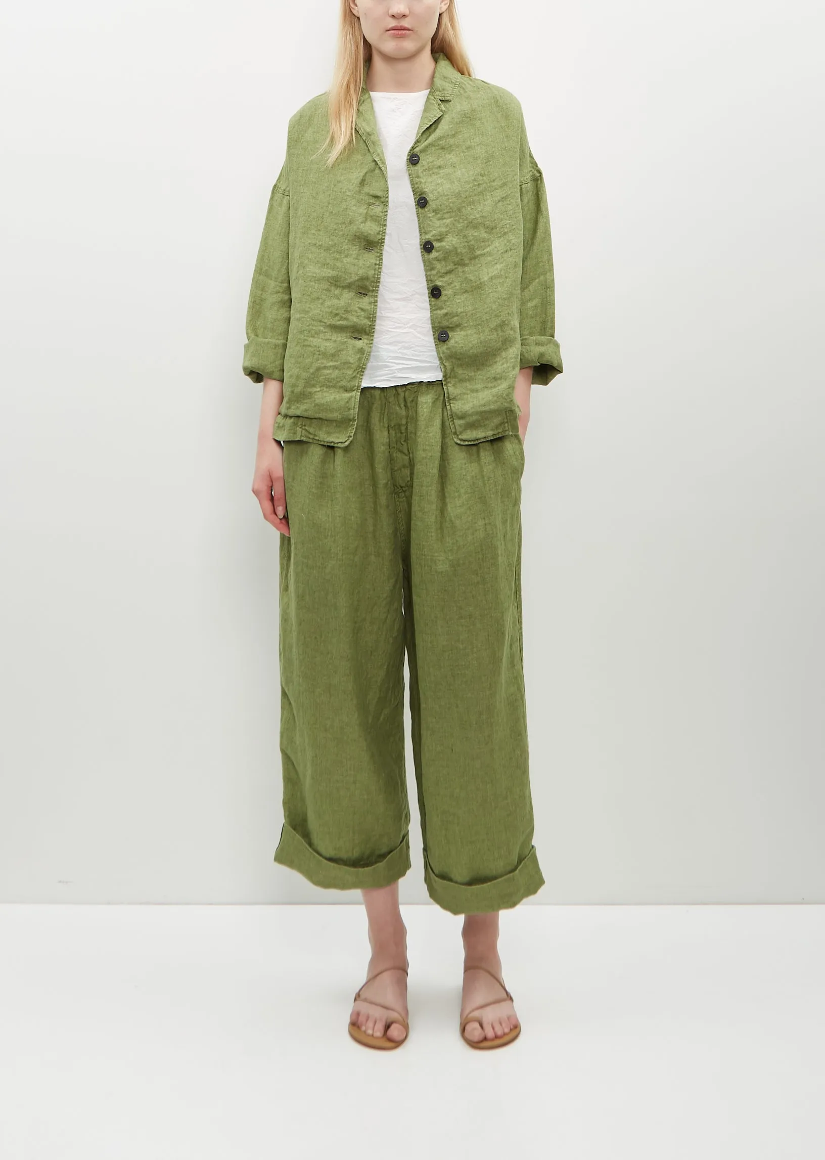 Linen Loose Blazer — Green sold by La Garconne product image thumbnail 5