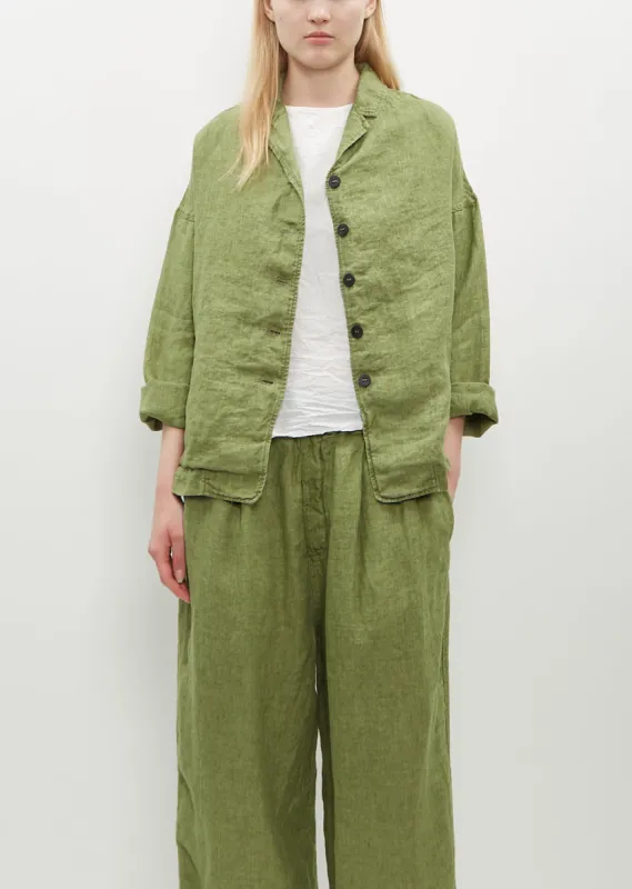 Linen Loose Blazer — Green sold by La Garconne