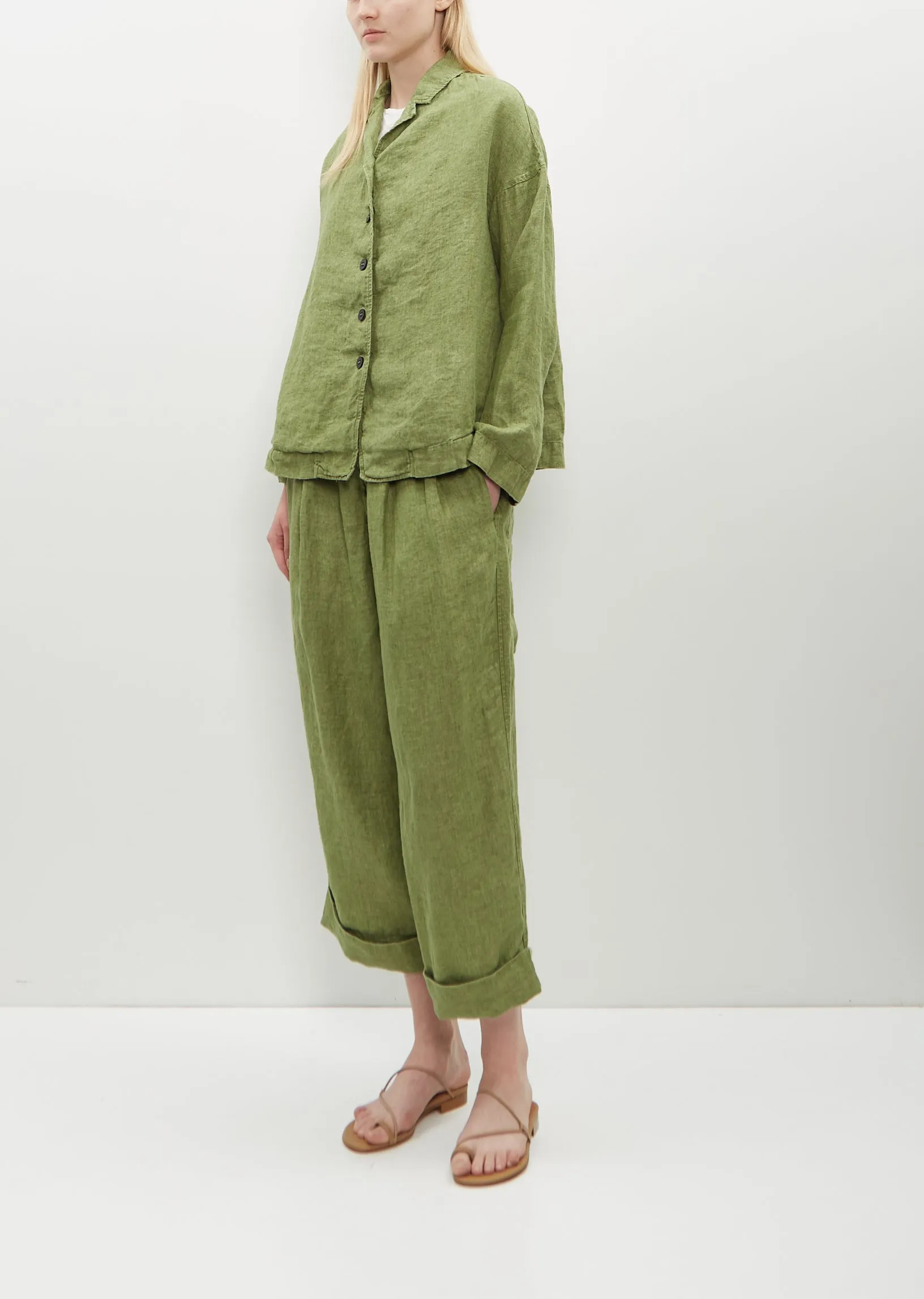 Linen Loose Blazer — Green sold by La Garconne product image thumbnail 2