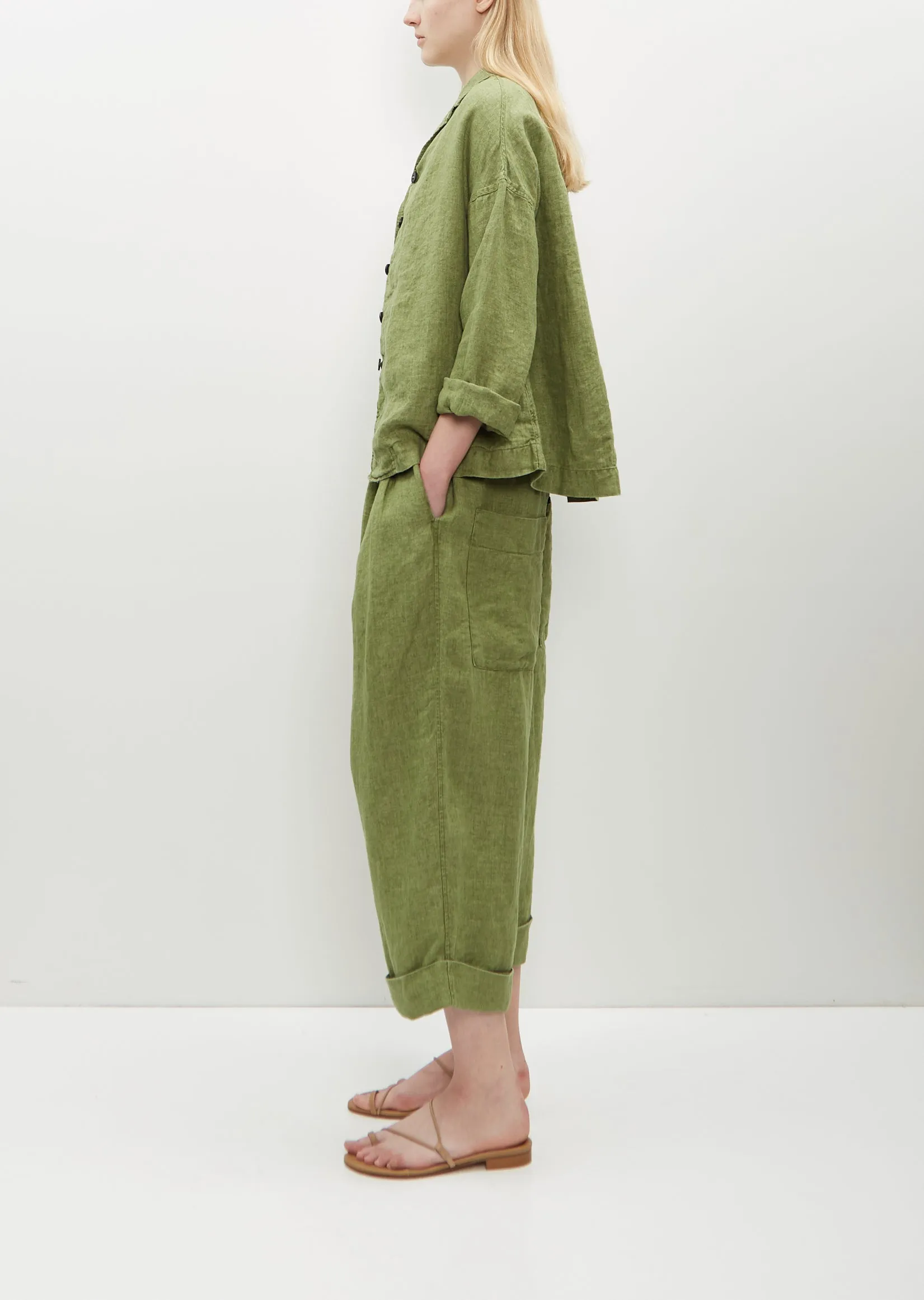 Linen Loose Blazer — Green sold by La Garconne product image thumbnail 3