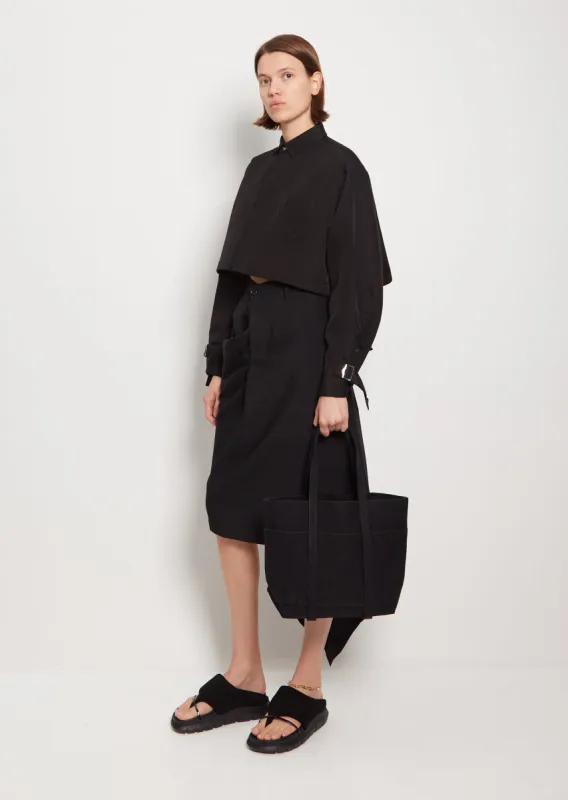 Small Washed Canvas 6-Pockets Tote — Black sold by La Garconne