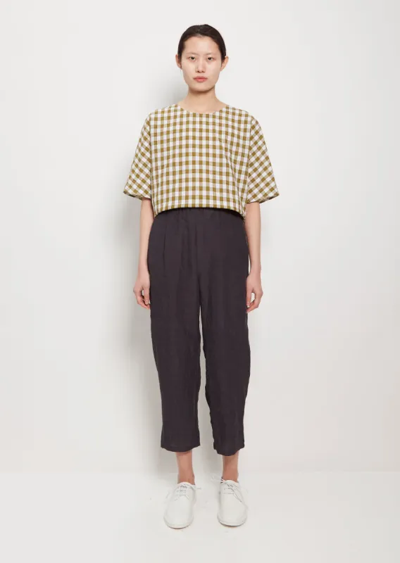 Tapered Linen Trousers — Iron sold by La Garconne
