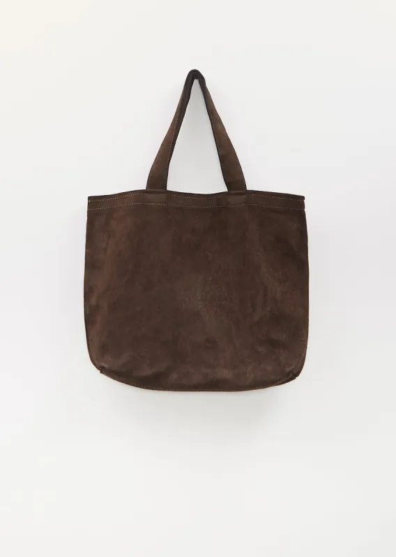 Suede Shopper Bag — Dark Brown sold by La Garconne