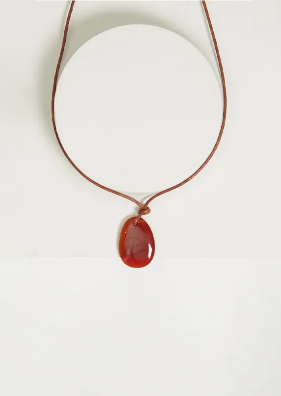 Carnelian Leather Cord Necklace sold by La Garconne