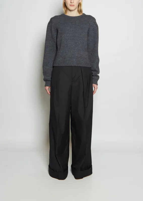 Alpaca & Merino Wool Puff Sleeve Sweater — Steel / Grey Melange sold by La Garconne