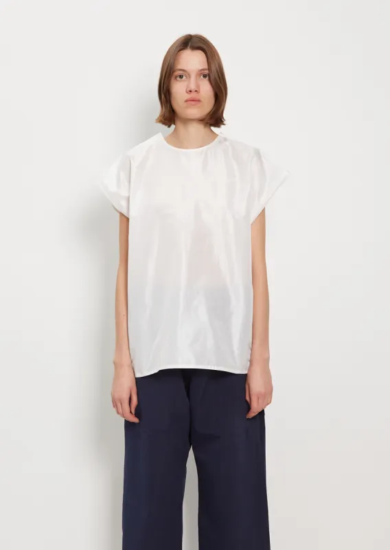 Bess Silk Taffeta Top — White sold by La Garconne