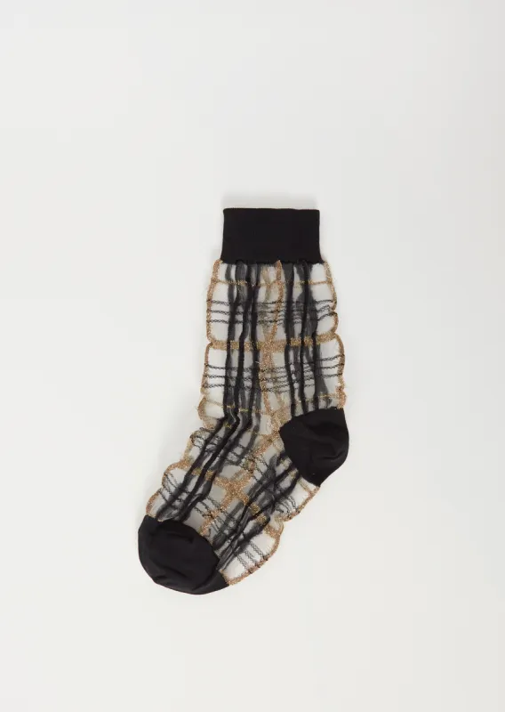 Plaid Socks — Navy sold by La Garconne