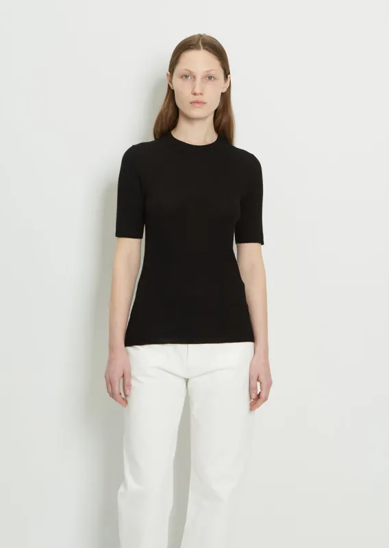 Jidda Wool-Cashmere Ribbed Sweater — Black sold by La Garconne