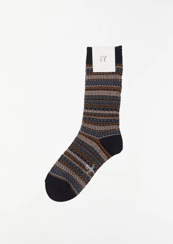 Fair Isle Pattern Socks — Navy sold by La Garconne