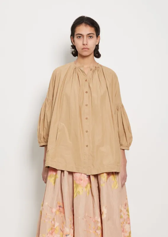 Light Cotton Paper 3 by 3 Shirt — Camel sold by La Garconne