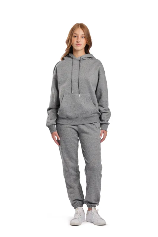 Women’s premium fleece relaxed tracksuit in granite sold by Lazypants