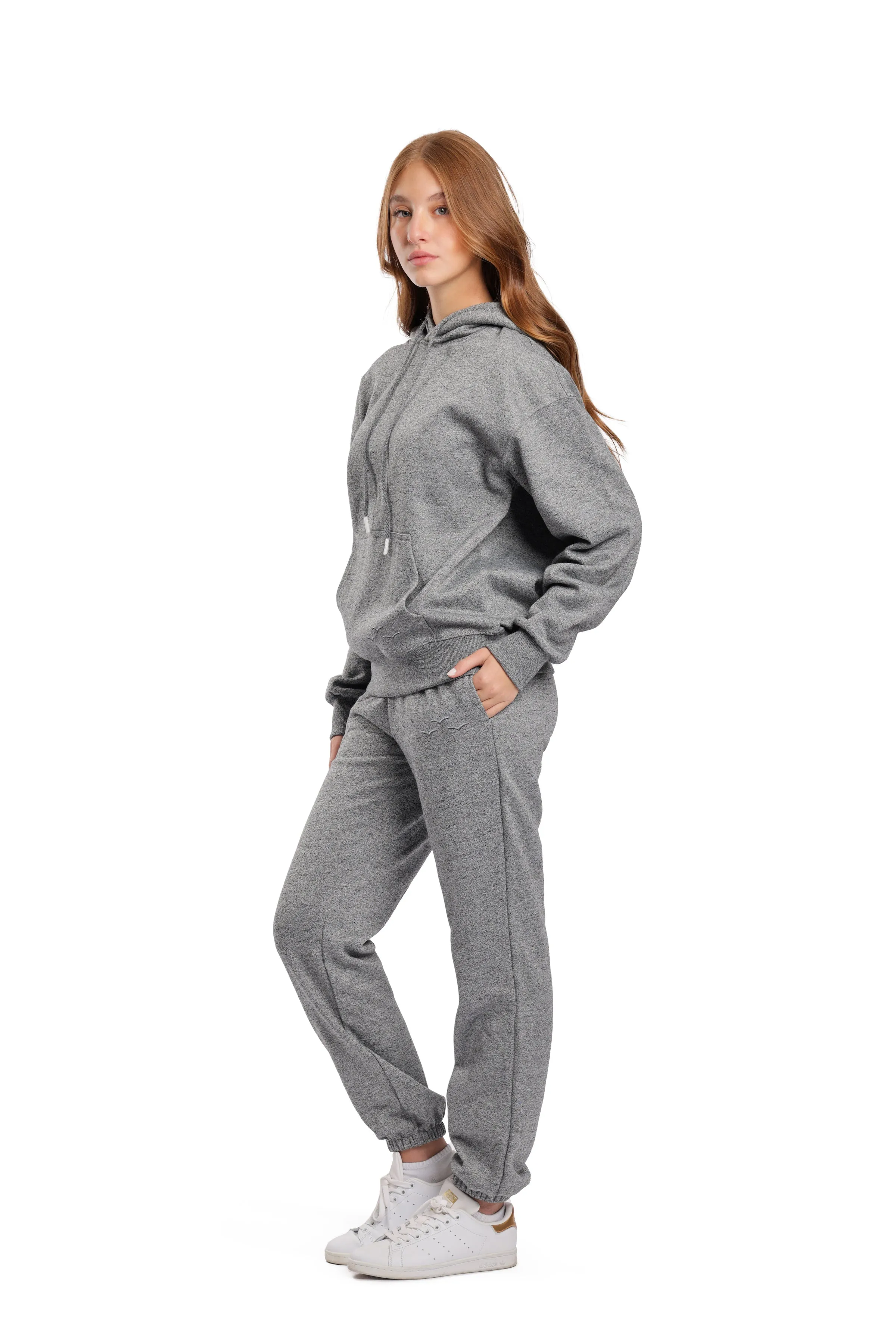 Women’s premium fleece relaxed tracksuit in granite sold by Lazypants product image thumbnail 2