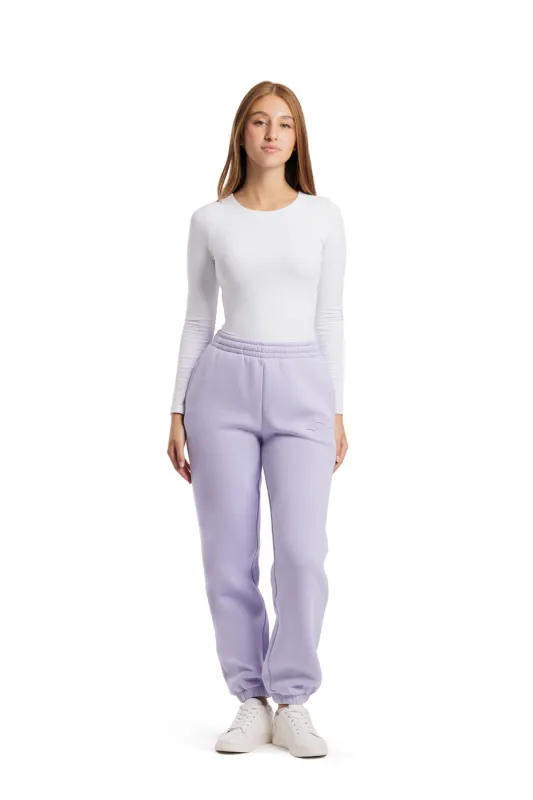 Nova premium fleece relaxed joggers in lavender sold by Lazypants