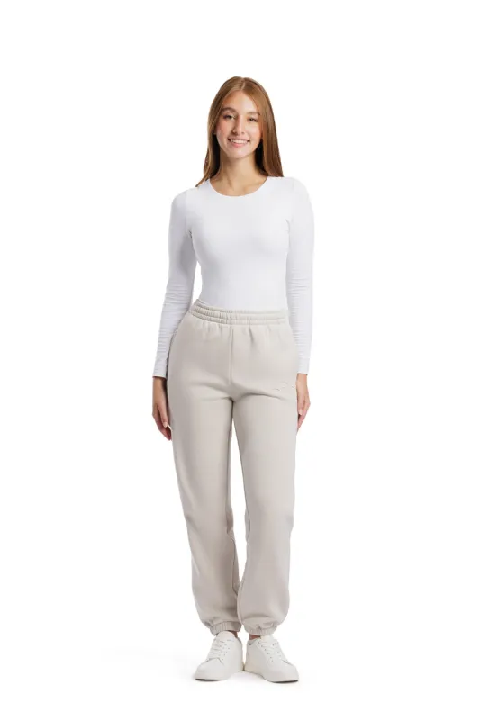 Nova premium fleece relaxed joggers in bone sold by Lazypants
