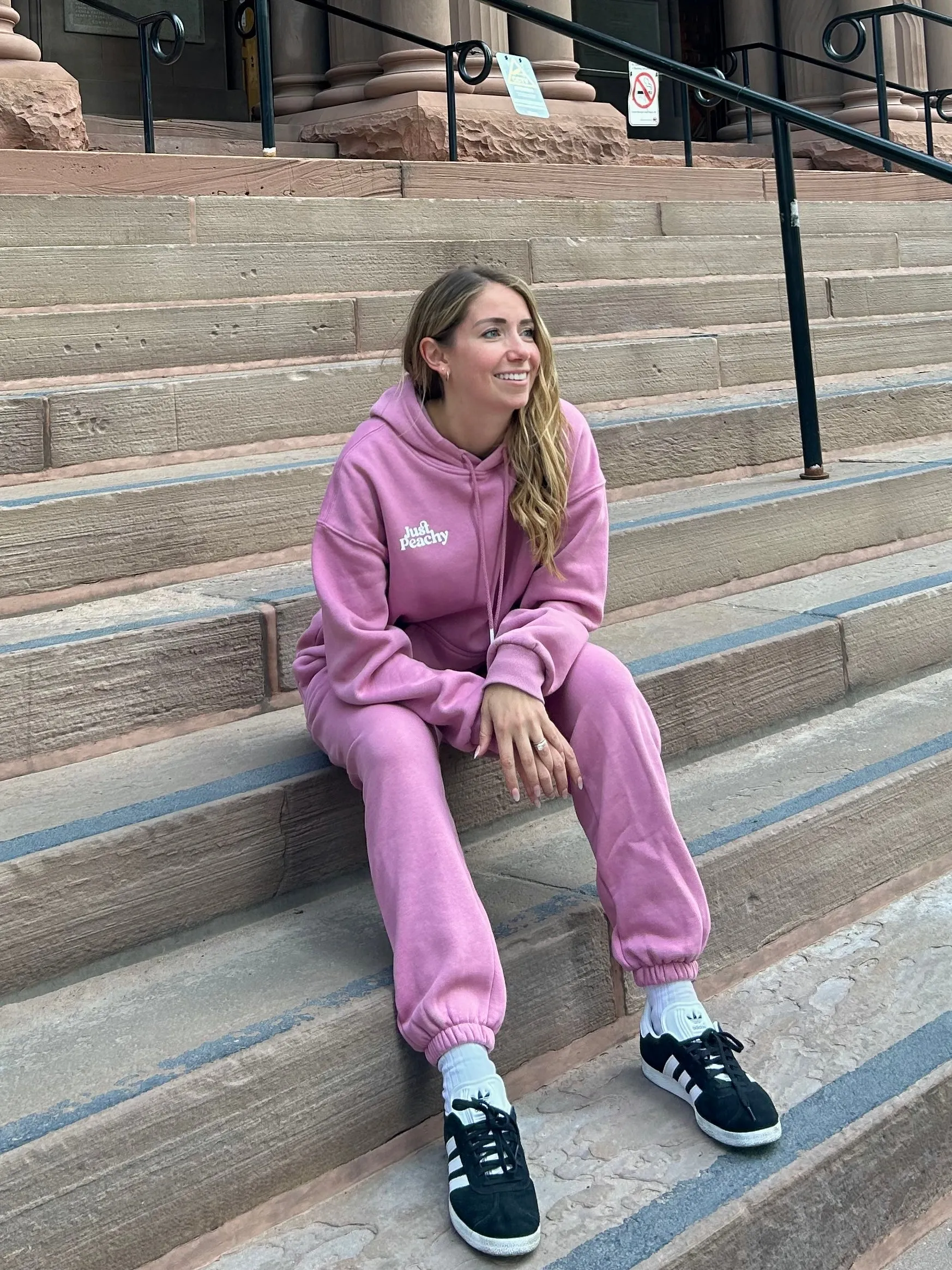 Just Peachy fleece sweatsuit in navy wash sold by Lazypants product image thumbnail 2