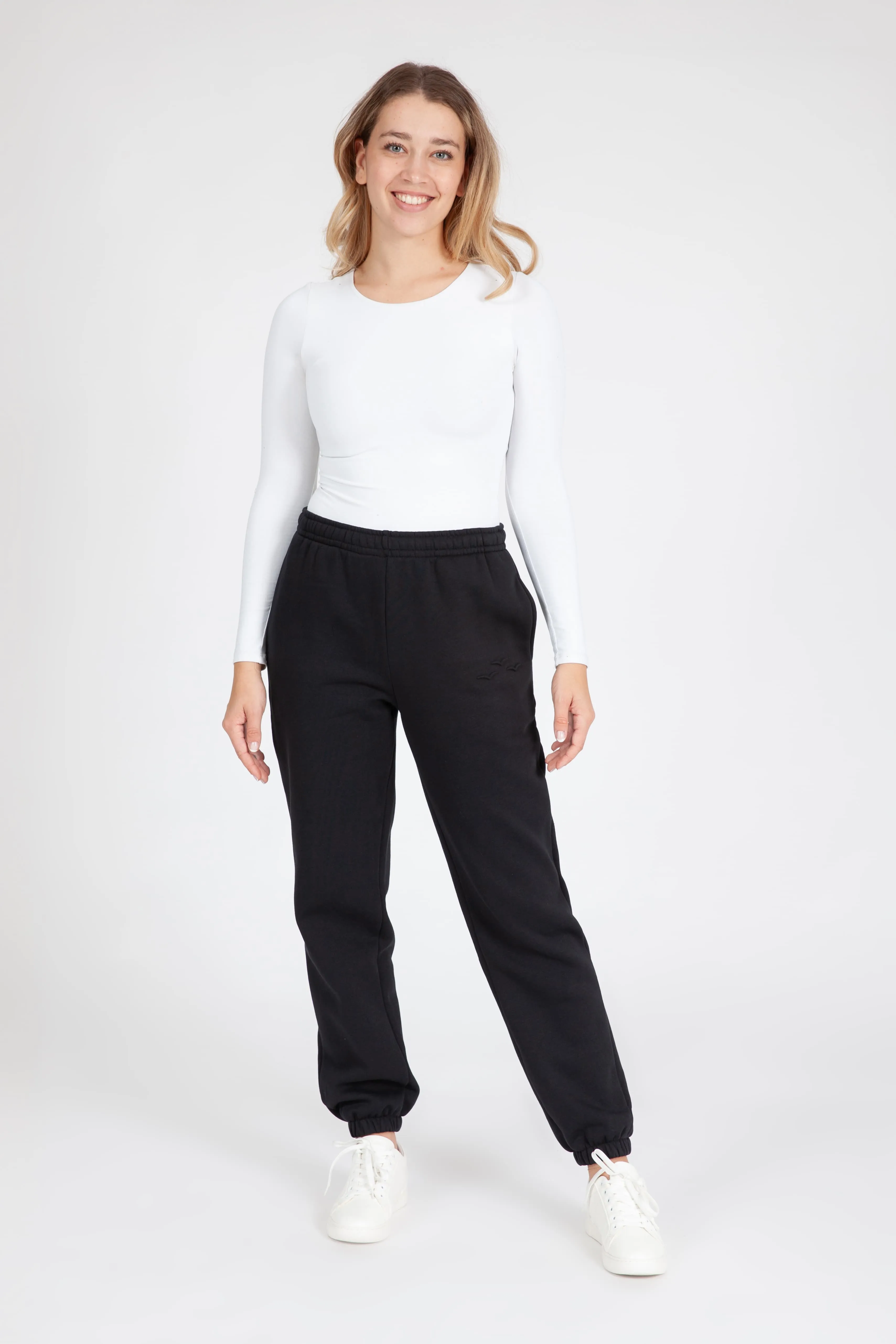 Nova premium fleece relaxed jogger in black sold by Lazypants