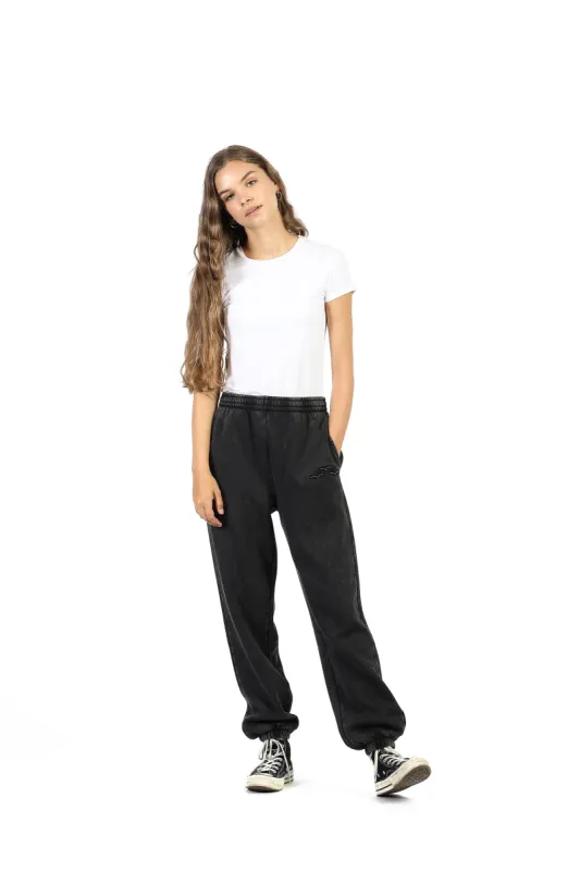 Nova premium fleece relaxed joggers in vintage black sold by Lazypants