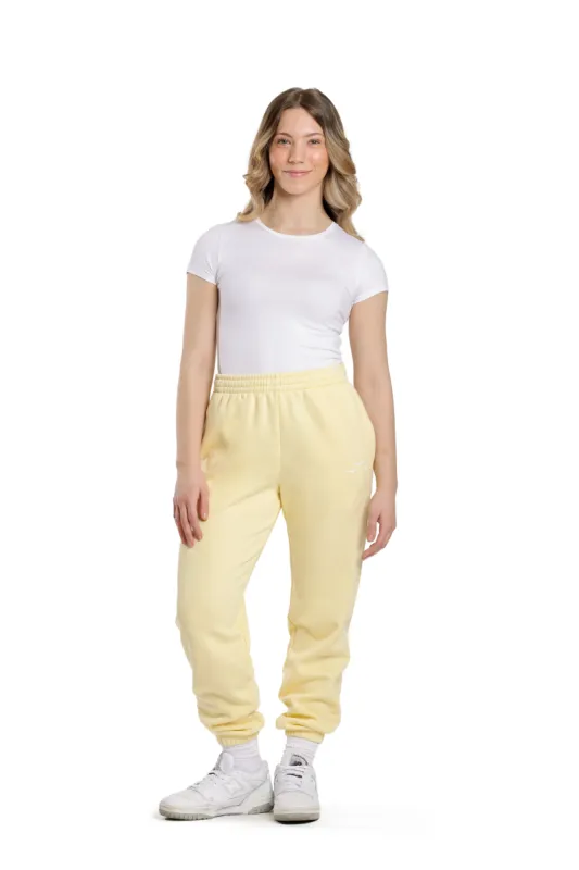 Nova premium fleece relaxed joggers in banana yellow sold by Lazypants