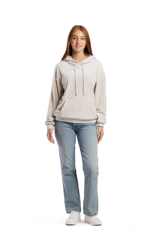 Women’s Chlo double-face velour hoodie in bone made by Lazypants