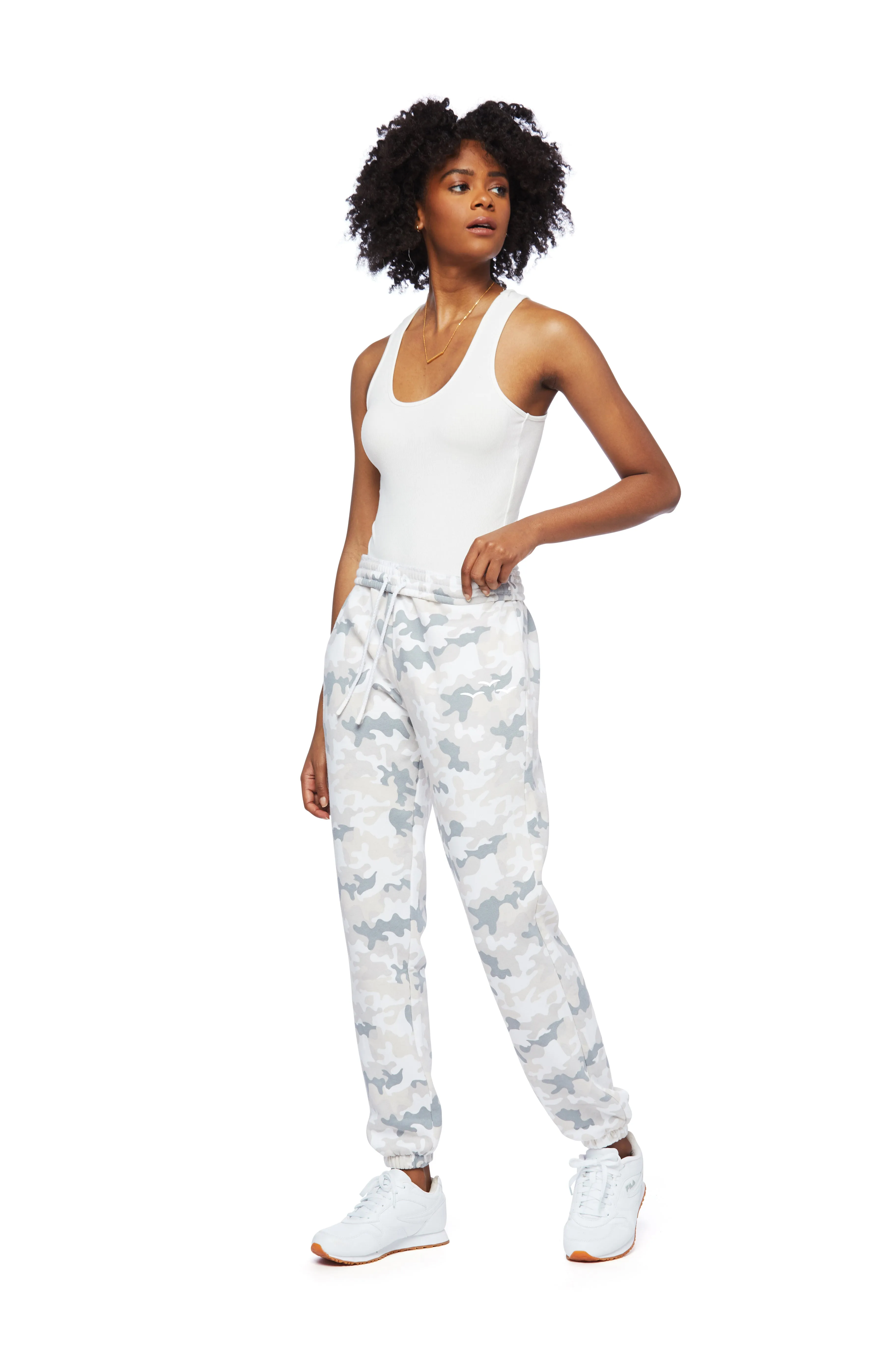 Nova premium fleece relaxed sweatpants in White Camo sold by Lazypants product image thumbnail 3