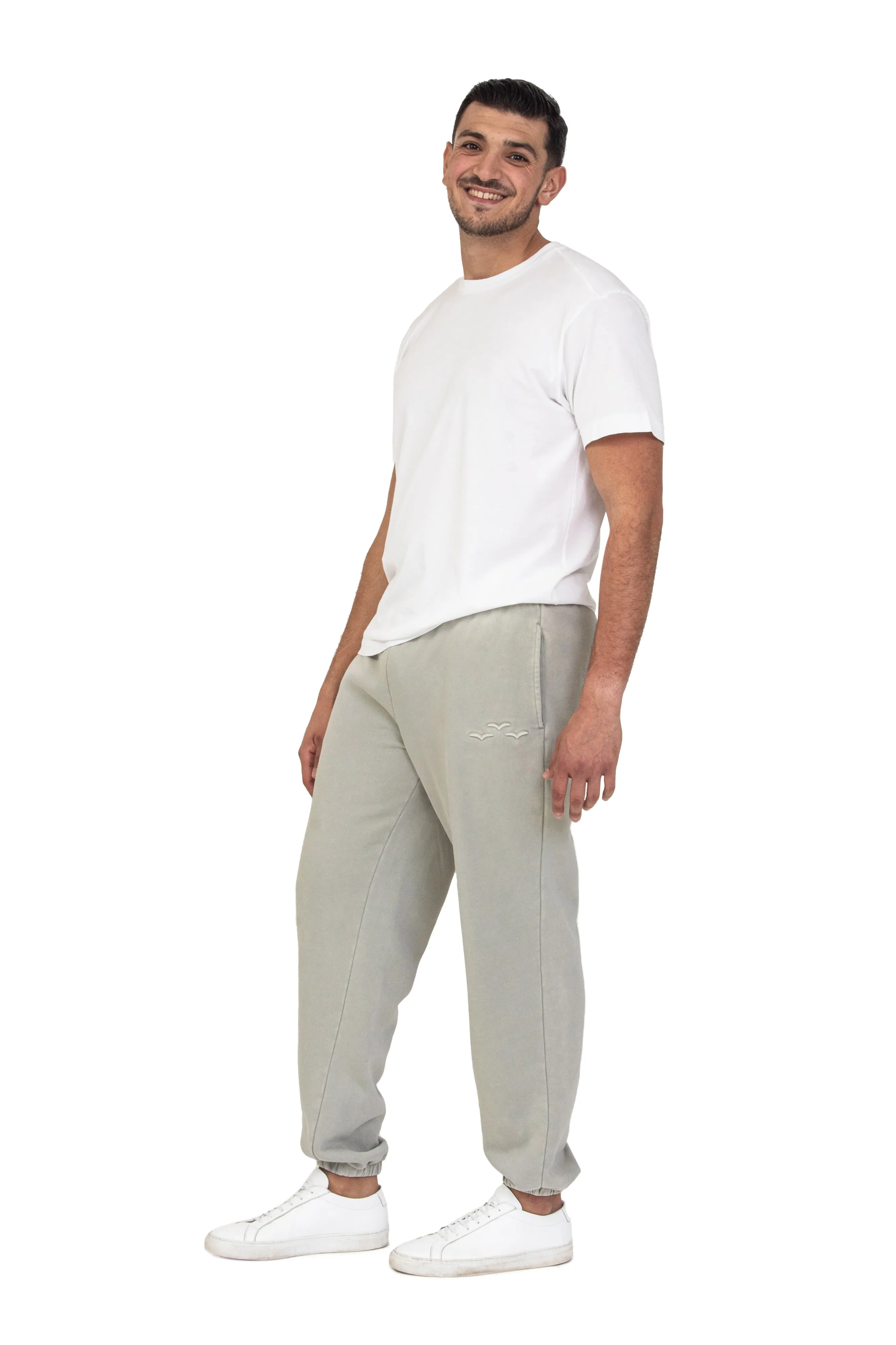 Men's premium fleece relaxed sweatpants in Vintage Pearl Grey sold by Lazypants product image thumbnail 3