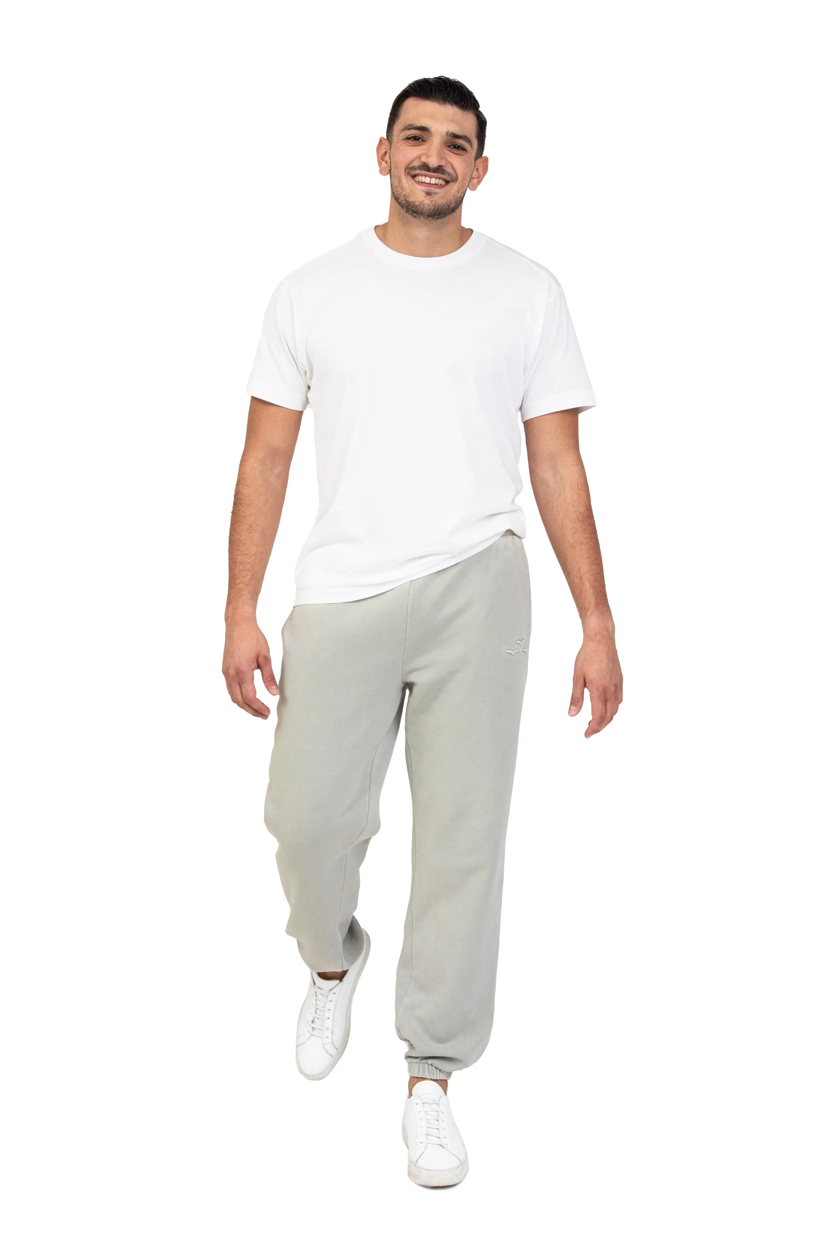 Men's premium fleece relaxed sweatpants in Vintage Pearl Grey sold by Lazypants