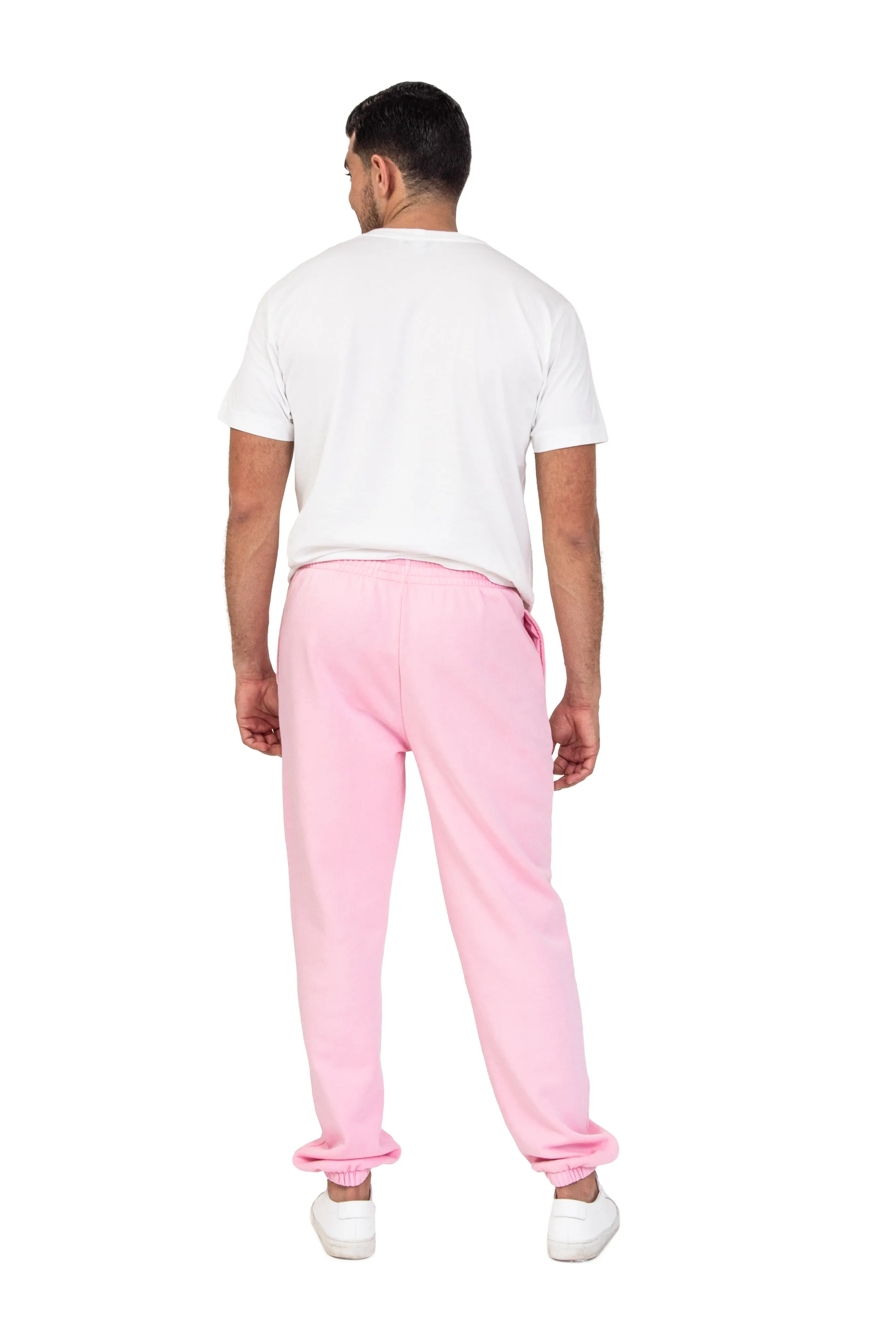 Men's premium fleece relaxed sweatpants in Vintage Bubble Gum Pink sold by Lazypants product image thumbnail 2