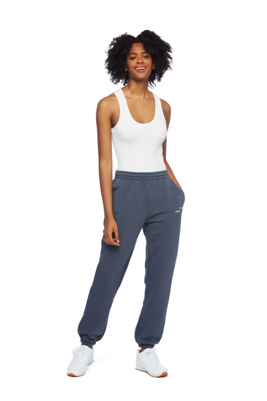 Nova premium fleece relaxed joggers in navy wash sold by Lazypants