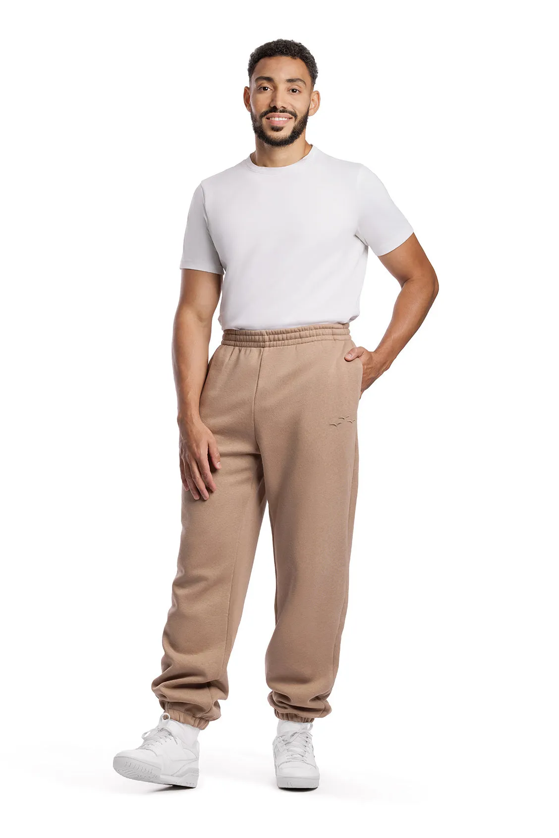 Men's premium fleece relaxed sweatpants in Camel sold by Lazypants