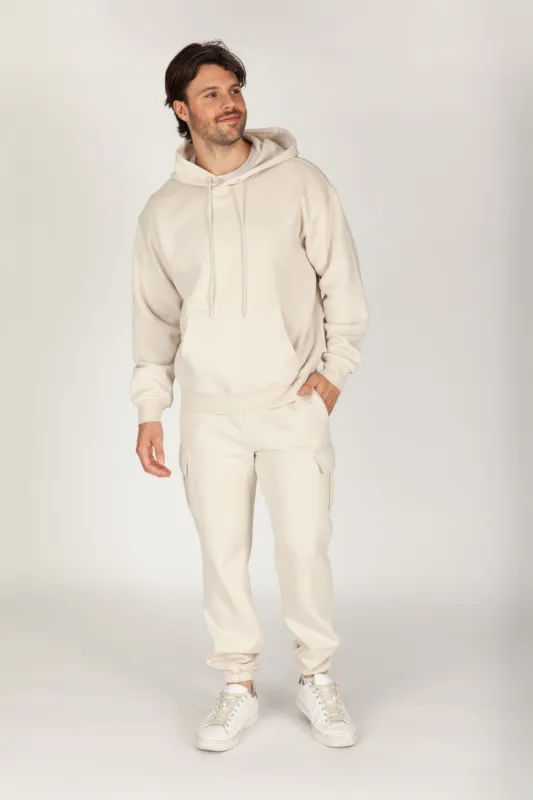 Men's cargo tracksuit in bone sold by Lazypants