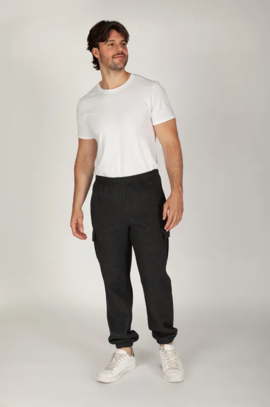 Men's nova cargo joggers in dark heather grey sold by Lazypants