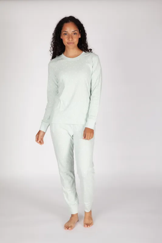 Women's Cotton Pajama Set in light blue geometric sold by Lazypants