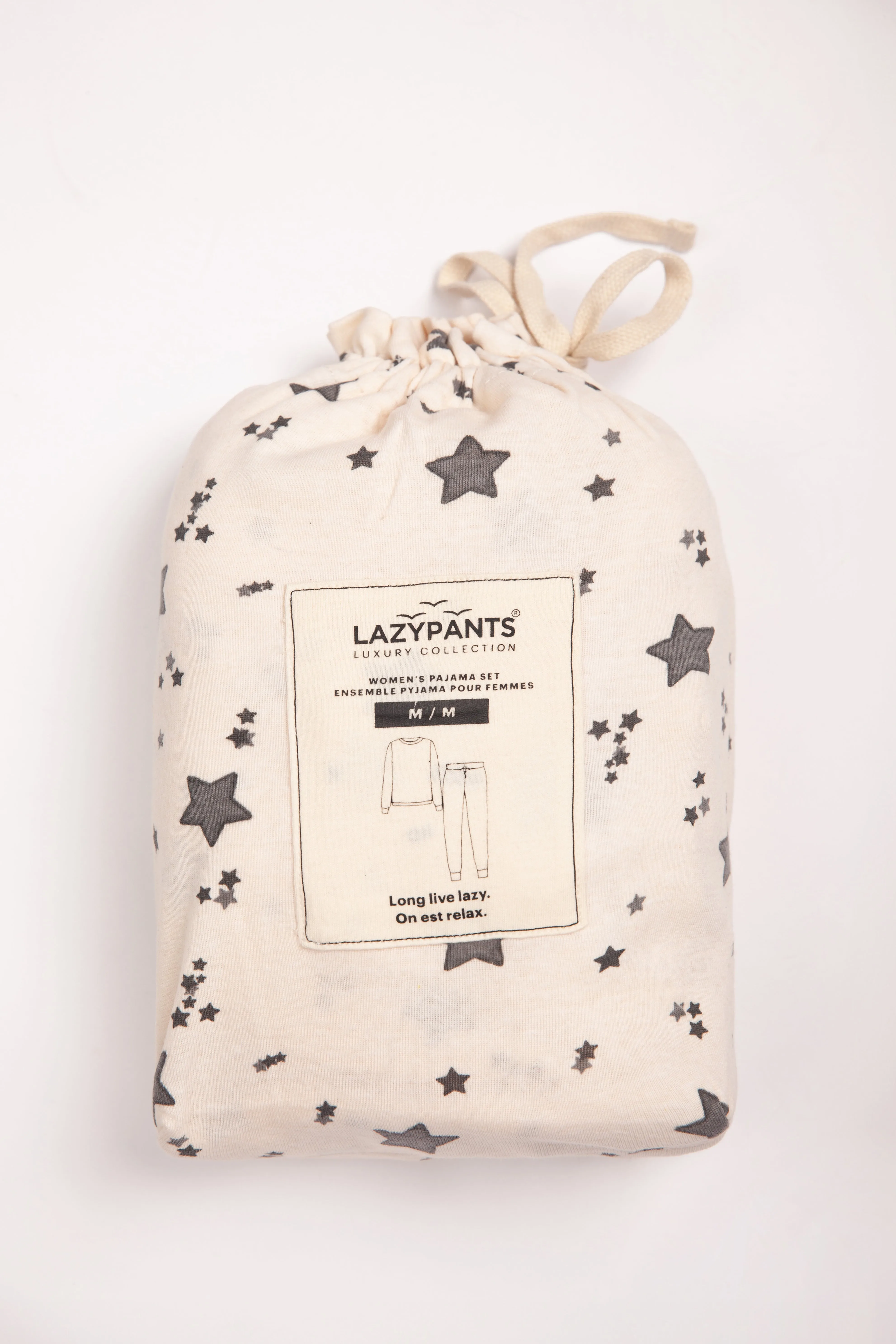 Women's Cotton Pajama Set in ivory stars sold by Lazypants product image thumbnail 5